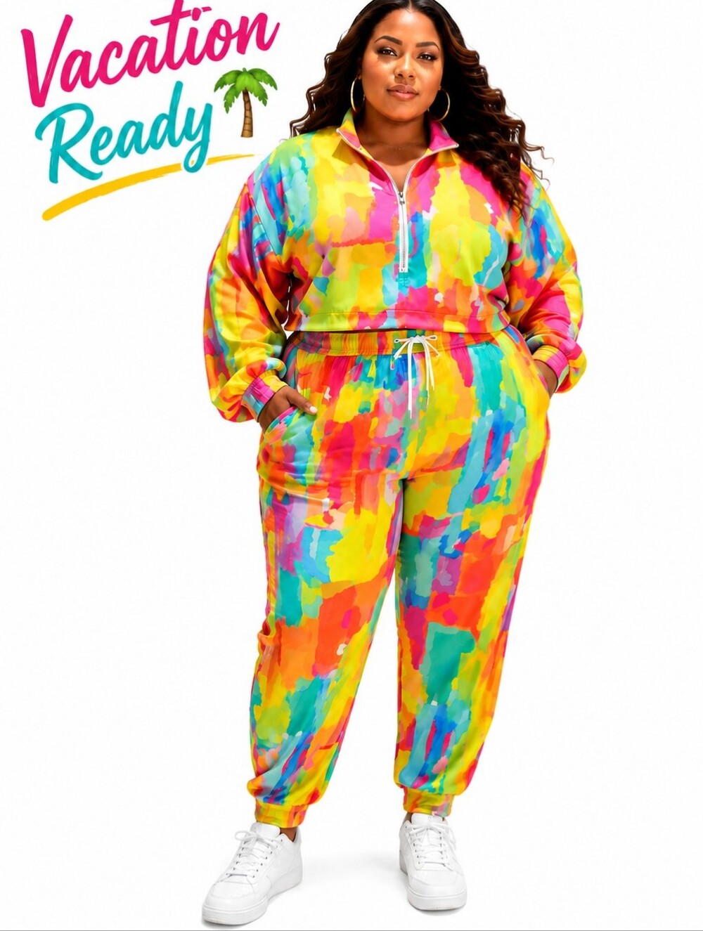 Plus Size Tie-Dye Jogger Jumpsuit - Multicolor SIZE XXL NWOT